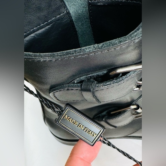 NEW Emanuele Crasto Women’s Double Buckle Moto  Black Leather Boots Size 8 / 39 - Picture 7 of 12